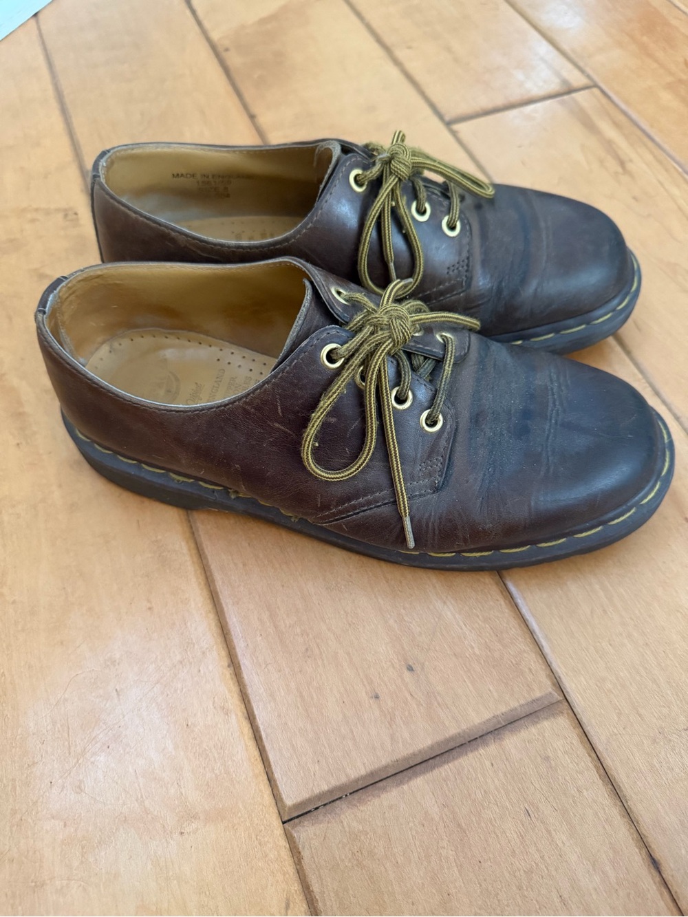 Dr. Martens Vintage Brown Leather Casual Oxford - Men's Made in England - Picture 4 of 10